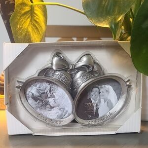 Fetco Silver Heart Double Frame with Bow